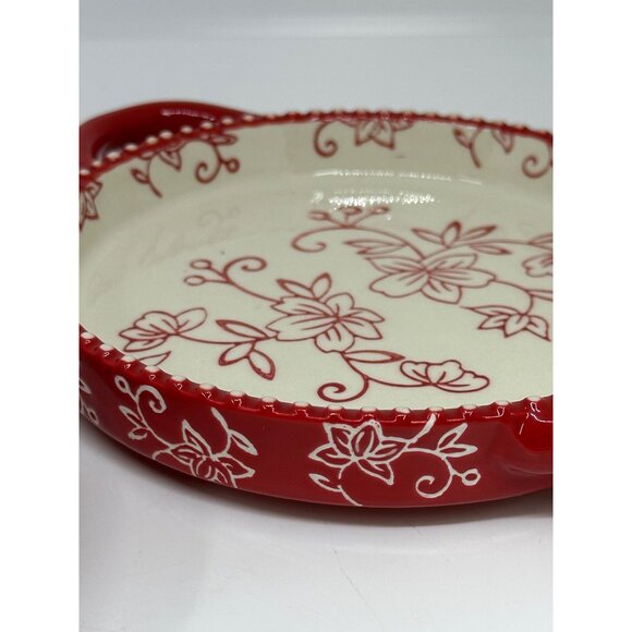 Temp-tations by Tara Red Floral Lace Round Baking Dish Set of 2 Vintage Ramekins - Picture 9 of 9